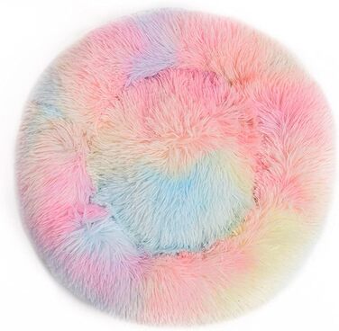 Кругле ліжко для собак та котів Chickw1, тепле м'яке ліжко-пончик, 70см, кольорове (Райдуга)