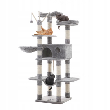 Високий когтеточка-комплекс Feandrea: ігровий центр з лежаком та стовпчиком для кігтів, 161 - 220 см