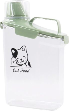 Контейнер для котячого корму 2.8L з мірним стаканчиком та ручкою, для собак та котів, герметичний, BPA-free, прозорий