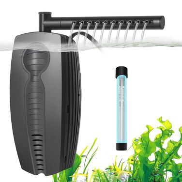 Внутрішній фільтр для акваріума FEDOUR 600L, 8W, регульований ультратихий фільтр-помпа з двома виходами води та UV-фільтрацією для рибок та черепах (20-600 л)