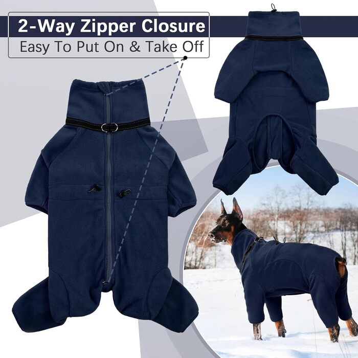 Теплий зимовий пуловер для собак з інтегрованим дзвоником, фліс, для малих, середніх та великих собак, зелений (L, Blue)