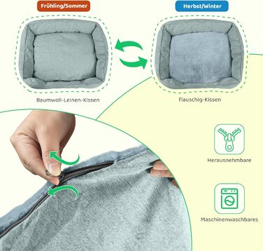 Крісло-ліжко для собак великих порід, 90x69x21 см, зелене, з м'якою подушкою, миється, двостороннє