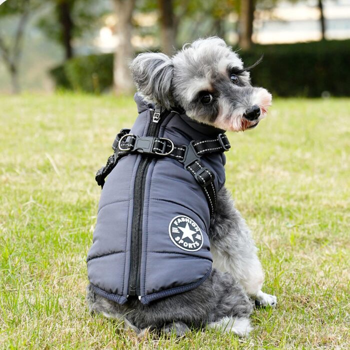 Зимовий жилет для собак Ectkuee з кріпленням для повідка, водонепроникний, з відбиваючими смугами, машинне прання, розмір M, чорний, зелений