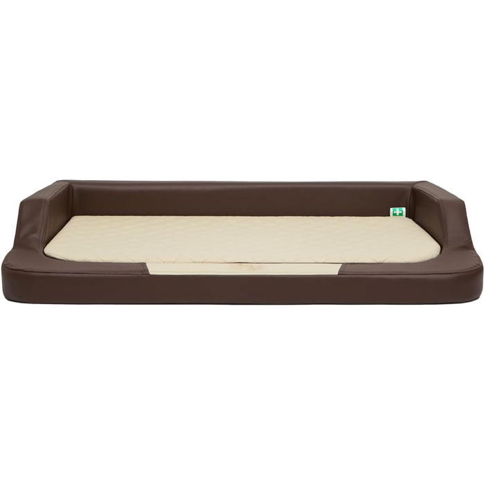 Ортопедичний лежак для собак MEDICO Lux ÖKOLEINEN, 75x50x15 см - лежак для маленьких, середніх та великих собак, водонепроникний, ергономічний, коричневий з бежевим