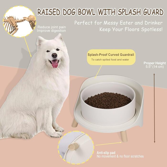 Миска для собак великих порід, керамічна, 1800 мл, біла