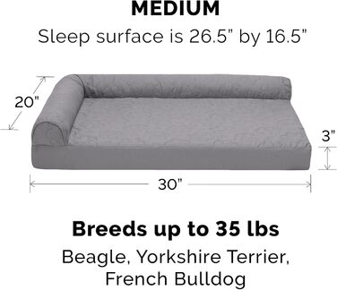 Ліжко для собак Furhaven великого розміру з ортопедичним матрацом, стиль дивана, знімний, пральний чохол (76 x 51 x 15 см, сірий титан)