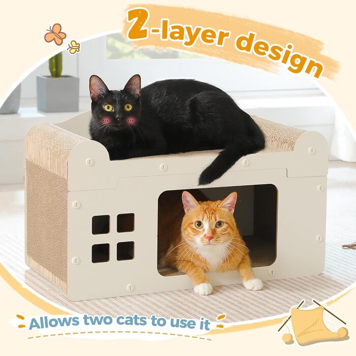 PAWZ Road: іграшка-будиночок для котів з когтеточкою, з картону, 55 x 27,5 x 35 см, білий