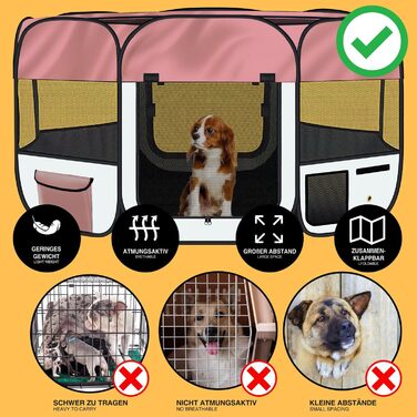 Вольєр для цуценят і дрібних тварин XXL All Pets United, для дому та вулиці, рожевий