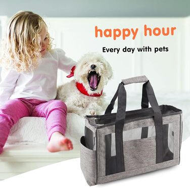 PETCUTE Транспортна сумка для собак та котів, відповідна стандартам авіакомпаній, з регульованим ремінєм, дихаюча переноска для маленьких тварин, сіра