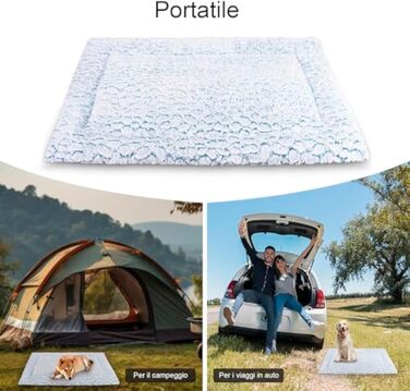 Лежанка для собак середніх порід, 75x50 см, з м'яким ворсом та антиковзною основою, блакитна, у мармуровому стилі