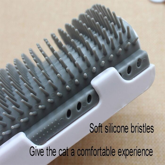 Щітка для котів з самоочищенням, для довгої та короткої шерсті, гребінець та скребок для кутів, безпечна та зручна (блакитна)
