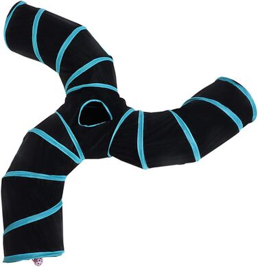 Туннель для котів Alnicov S-подібний, 3-х стороння конструкція, складаний, інтерактивна іграшка-лабіринт для кошенят, цуценят, кроликів та морських свинок з сумкою для зберігання