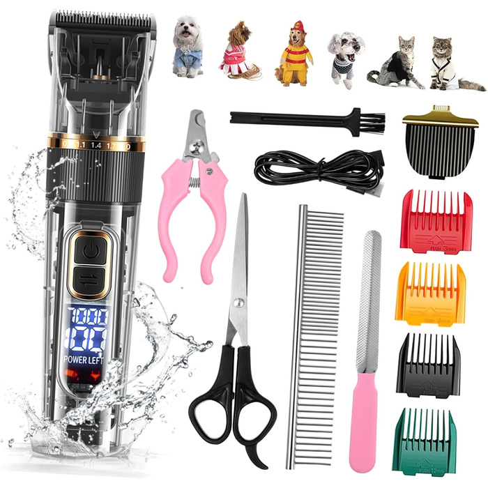 Машинка для стрижки тварин Happyyami: бездротова, тиха, з LED-дисплеєм та насадкою для собак та котів