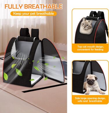 Рюкзак для тварин Allsopets: зручний та дихаючий для котів та собак, ідеальний для подорожей, прогулянок та походів (чорний/червоний)
