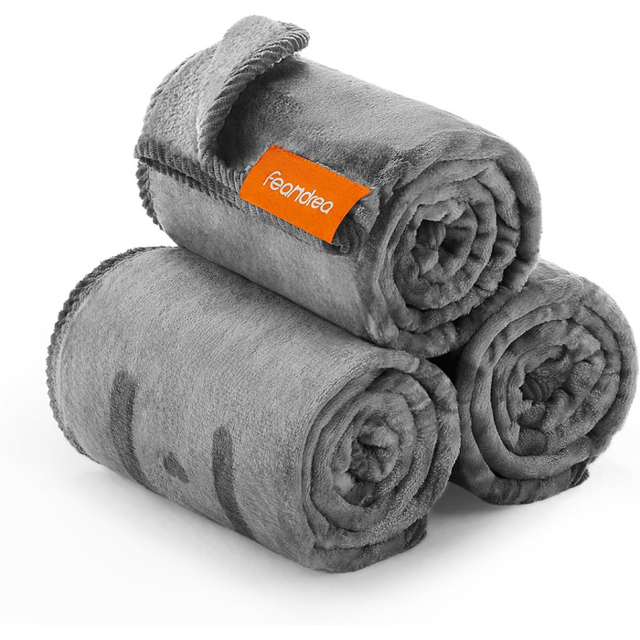 Набір з 3-х ковдр для собак Feandrea, 152 x 127 см, фланель, сірий, для великих і середніх собак, захист дивану