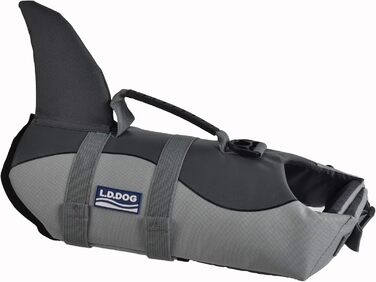 Жилет для плавання собак, жилет для початківців, регульована шлейка та рятувальний ручка (Hai, M)