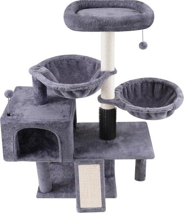 Котячий комплекс ROYPET, 110 см, темно-сірий, будиночок і когтеточка, стильний дизайн