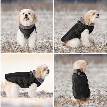 Теплий зимовий одяг для собак: вітронепроникний теплий одяг для собак з світловідбиваючими елементами, з блискавкою, зелений, XL