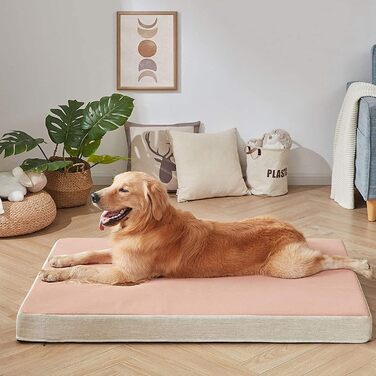Ортопедичне лежанка для собак з гелевим шаром, водонепроникна, для великих та малих собак, знімний чохол, XL рожева