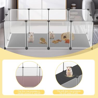 Вільного вигулу для дрібних тварин та цуценят: набір 12 шт. з піддонами та водонепроникним килимком, 143×73×46 см. Модульний вольєр для собак, кроликів та інших дрібних тварин