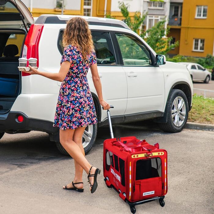 Дитяча коляска для тварин Galatée, сумка-переноска для собак та котів, складана переноска для подорожей, кемпінгу (червона)