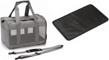 Транспортна переноска для тварин, складна сумка-переноска для котів та собак, з двома отворами для рук, дихаюча переноска для маленьких собак, зручна переноска (Сірий)