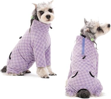 Теплий зимовий одяг для собак: флісовий теплий костюм, піжама, оверсайз, роллю, для маленьких та середніх собак, колір фіолетовий, розмір L