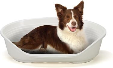 Лежанка для собак та котів Ferplast Siesta Deluxe, пластикова, середнього розміру, 74x48x25 см, білий колір, миється, зручна, з антиковзаючим покриттям