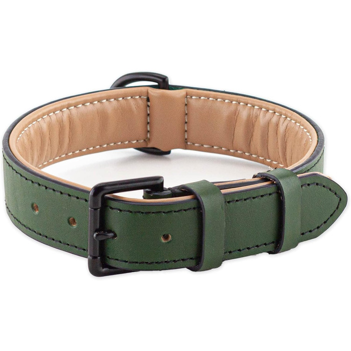 Нашийник для собак Brute Strength з натуральної шкіри, темно-зелений (L, 46-53 см)
