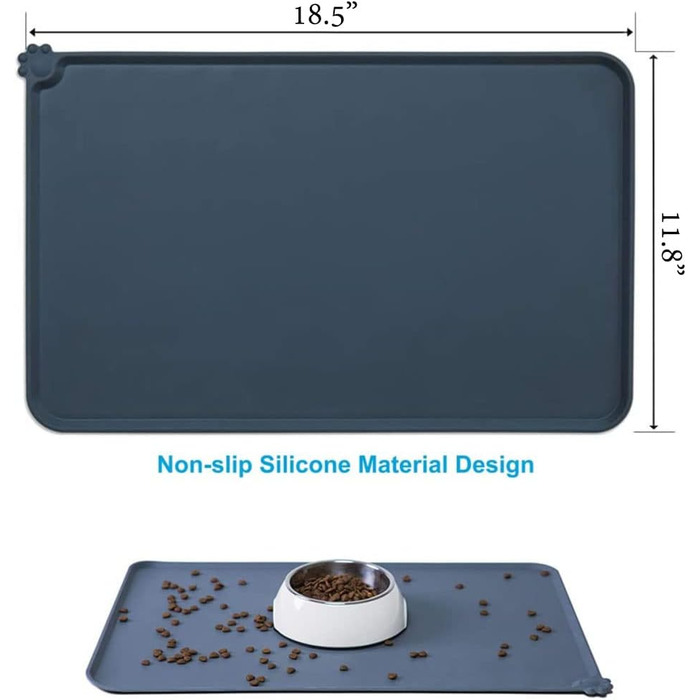 Силіконовий килимок для собак та котів, вологостійкий, неслизький, для мисок, їжі для котів та собак, підняті краї, щоб запобігти розбризкуванню на підлогу (зелений)