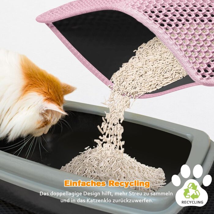 Килимок для котячого туалету Blissstorm Matte 60x90cm з EVA, двошаровий, водонепроникний, антиковзкий, легко миється. Підходить для всіх котів. Колір хакі/рожевий.