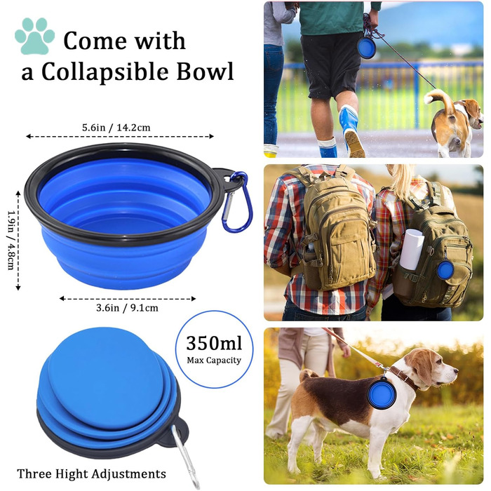 Набори мисок для собак QANIUOS з нержавіючої сталі (2 шт.), неслизькі, об'єм 2200 мл, для великих та середніх собак