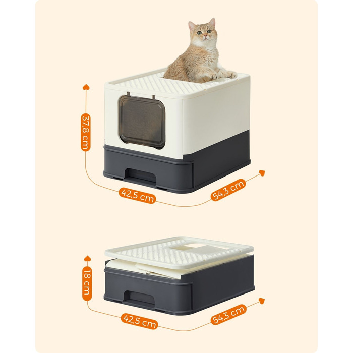 Закритий лоток-туалет для котів Feandrea від Songimcs, 54,3 см x 42,5 см x 37,8 см