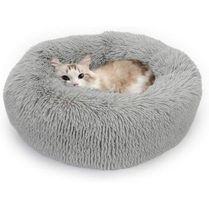 М'яке ліжко для собак та котів, 50 см, сірий колір, з антиковзною основою, легко миється