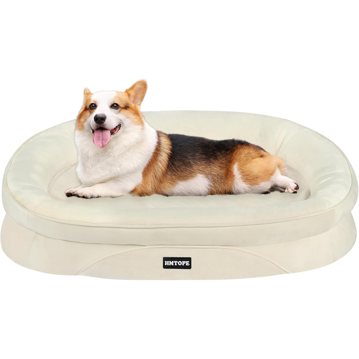 Ортопедичне ліжко для собак, ліжко-софа для собак з підголовником, антиковзаюча підставка, знімний та пральний кошик для собак, середні та великі породи, 106 x 79 x 17 см, оливковий колір
