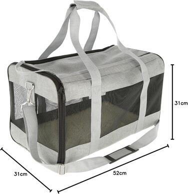 Kerbl Pet Tragetasche Casual: переносна сумка-переноска для собак та котів до 12 кг, сіра/чорна, 52x31x31 см