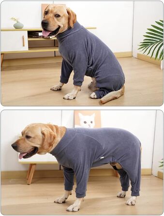 Пуловер для собак великих порід, теплий зимовий костюм з флісу, 4 лапи, одяг для собак, піжама, пуловер, сірий, синій, XXL
