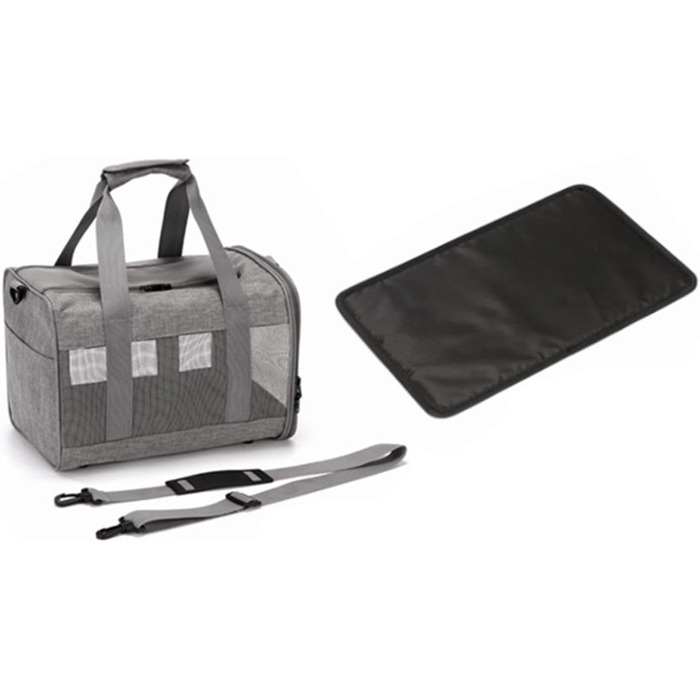 Транспортна переноска для тварин, складна сумка-переноска для котів та собак, з двома отворами для рук, дихаюча переноска для маленьких собак, зручна переноска (Сірий)