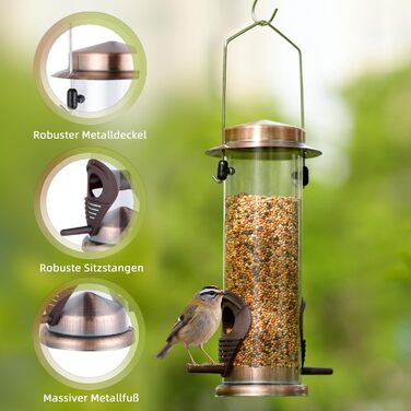 Годівниця для птахів MIXXIDEA з нержавіючої сталі, для саду та двору, 2 шт. (мідь)