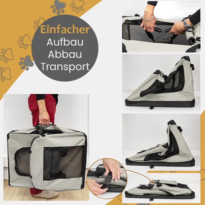 Складана переносна сумка-бокс для собак та котів Petigi (кремовий, M, 60x42x45 см)