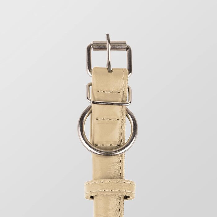 Шкіряний ошийник для собак CollarDirect, круглий, м'який, з роликом, ручної роботи, з натуральної шкіри, чорний, червоний, фіолетовий, синій (бежевий), розмір 15-18 см