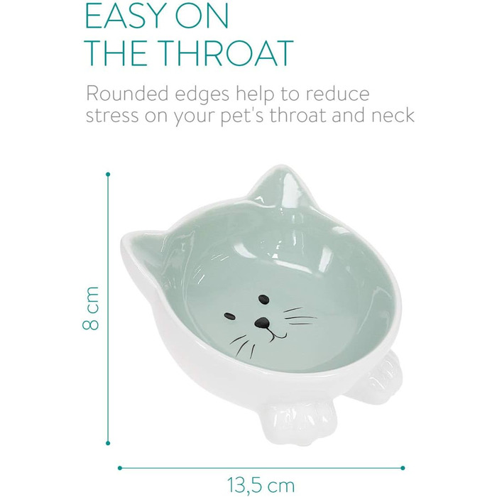 Набір мисок для котів Navaris (2 шт.) - кераміка, неслизькі, для води та корму, можна мити в посудомийній машині (рожевий)