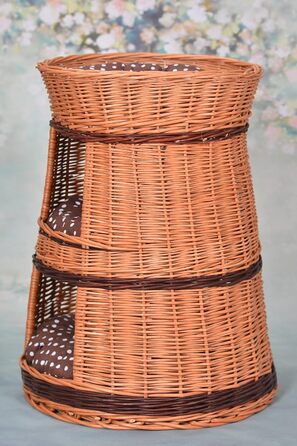 Багатоярусна котяча кімната з трьох поверхів, корзина для кота з плетеної лози, котячий будиночок з подушкою, котячий турнік