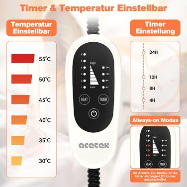 Килимок для підігріву домашніх тварин, великий для собак та котів, з регулюванням часу та температури, 60 x 90 см