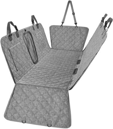 Автоматик для собак у машину 137x147 см, захист для заднього сидіння з кріпленням для ременя безпеки, водовідштовхуючий, стійкий до подряпин, сірий