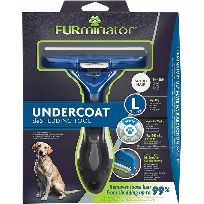 Щітка FURminator для собак з довгою шерстю (розмір L) для видалення підшерстя, 1 шт.