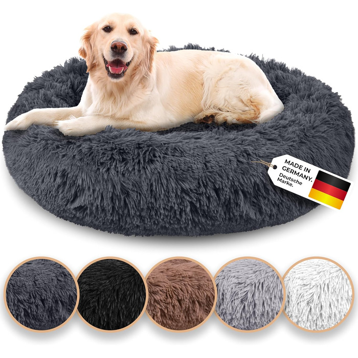 Belune® Лежанка для собак [знімний, пральний чохол] - Оригінал - [S, 70см, Темно-сірий] Корзина для собак, ліжко для котів, лежанка для собак, собаче ліжко, пухнасте ліжко для собак великих, середніх та маленьких порід S (70см) Темно-сірий