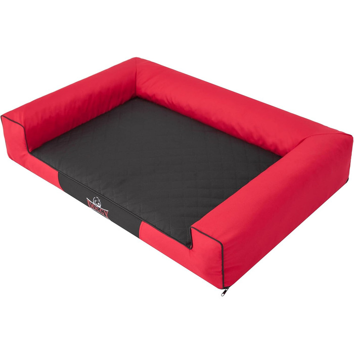 Килимок для собак DOGGY, лежанка для собак, лежанка-кільце, лежанка для собак, подушка для собак, ліжко для собак, софа для собак, корзина для тварин, лежанка для собак, собача софа, матрац для собак: Червоний з чорним, XL - 100 x 66 см XL Червоний з чорн