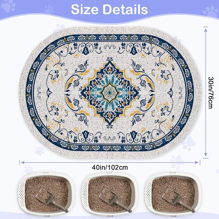 Килимок для котячого туалету Bienbee Katzentoilettenmatte, великий розмір, 101,6 x 76,2 см, з антиковзним шаром, легко миється, аксесуар для дому, синій, XL