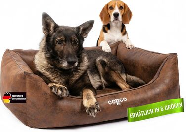 CopcoPet лежанка для собак великих порід【миється та не слизька】 Корзина для собак XXL з штучної шкіри, що імітує велюр, захищає суглоби, підходить для дому, легка у догляді, лежанка для собак у коричневому кольорі 110 x 90 см, розмір L 110 x 90 x 30 см, а